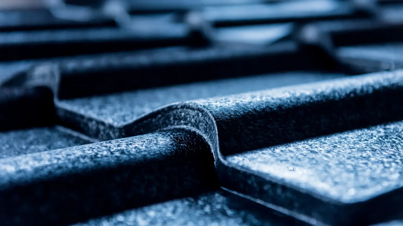 blue metallic roof tiles