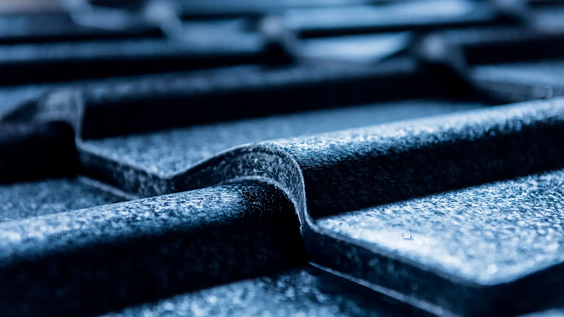 blue metallic roof tiles